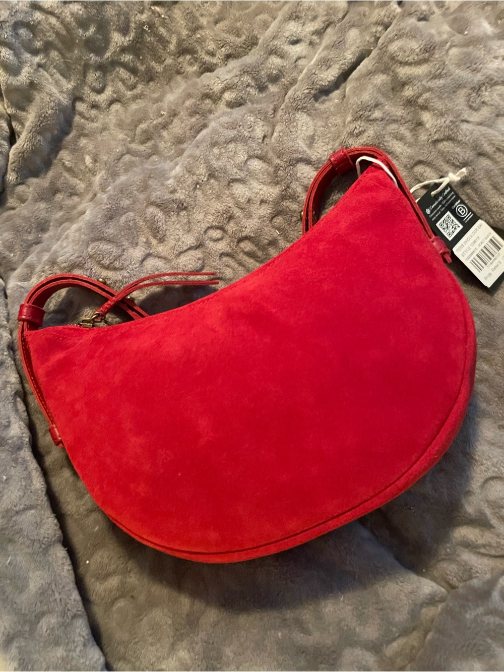 The Sak Tess Shoulder Bag in Scarlet Red Suede
